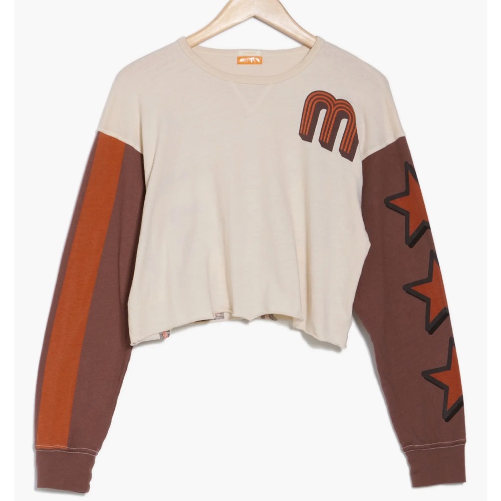 Mother The Dugout Long Sleeve Cotton & Recycled Cotton Crop Top